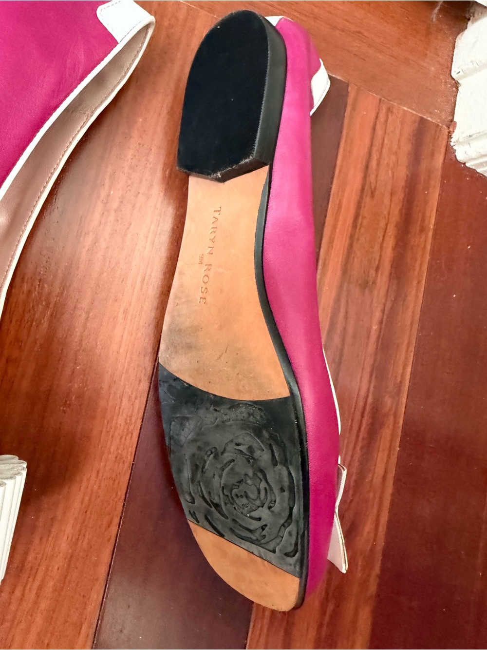 Taryn Rose Magenta Ballet Flats with Cream Bow Detail 9 - Picture 3 of 4